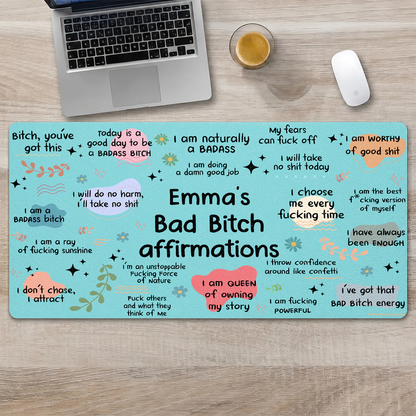 Custom Affirmations Leather Desk Mat for Best Friends with personalized design details for meaningful gifting image 7
