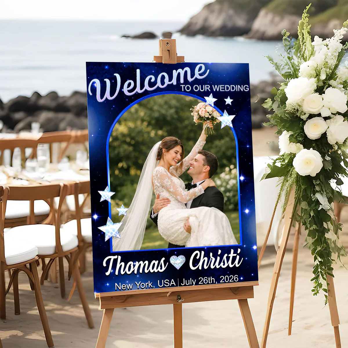 Custom Wedding Welcome Sign for Couples with personalized design details for meaningful gifting image 7