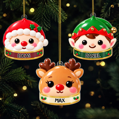 Cute Christmas Characters Personalized Acrylic Ornament - Kids Custom Keepsake