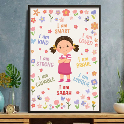 Custom Kids Affirmation Poster for Daughter/Granddaughter with personalized design details for meaningful gifting