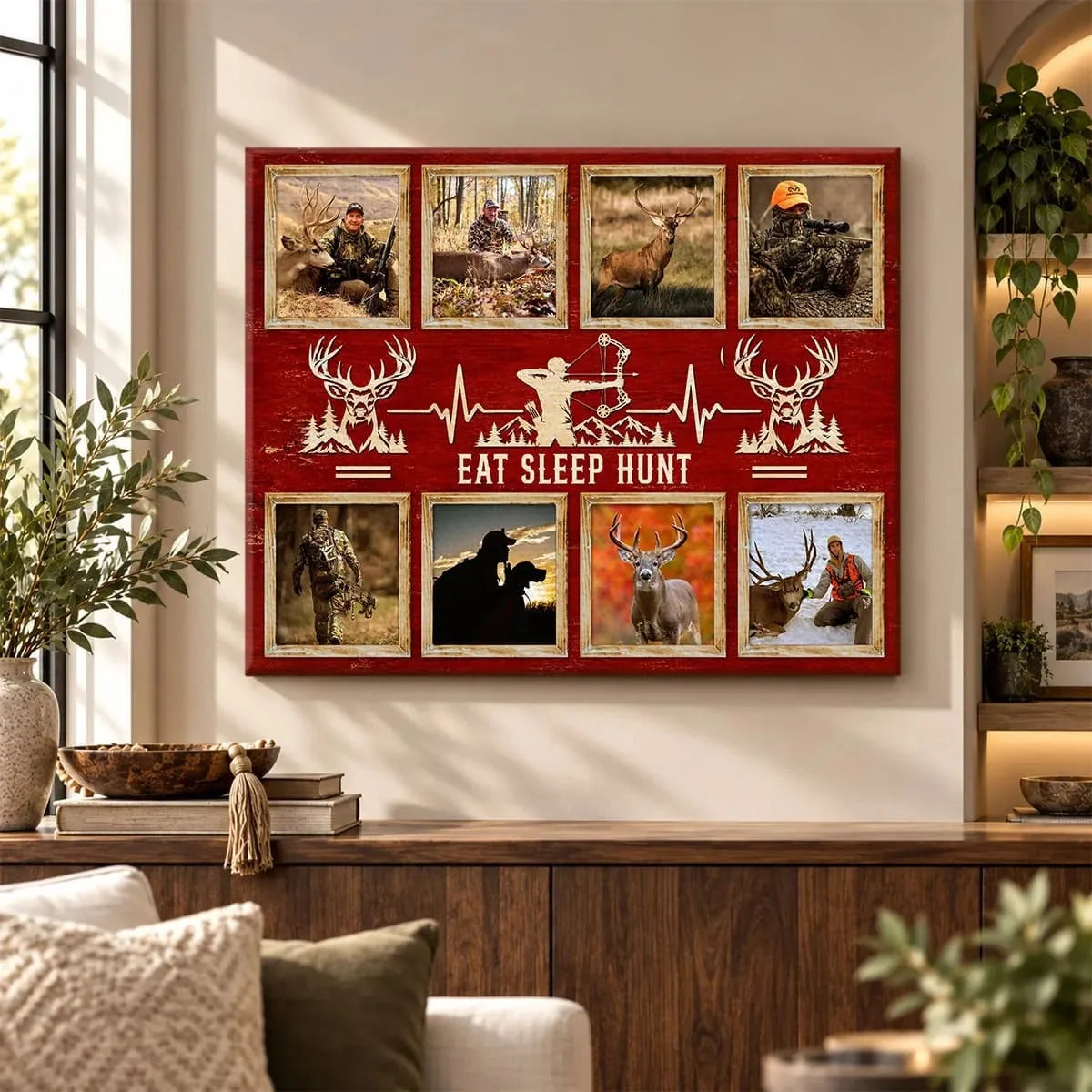 "Eat Sleep Hunt" Personalized Deer Hunting Canvas / Poster - Custom Hunter Photo Collage Gift