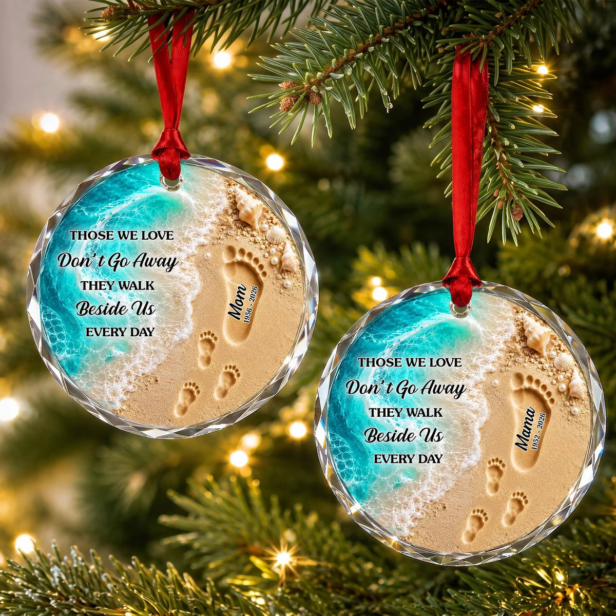 Those We Love Don't Go Away - Personalized Memorial Glass Ornament for Family Keepsake