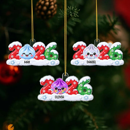Squishy Dumpling 2026 Personalized Acrylic Ornament - Custom Kids Christmas Keepsake Gift