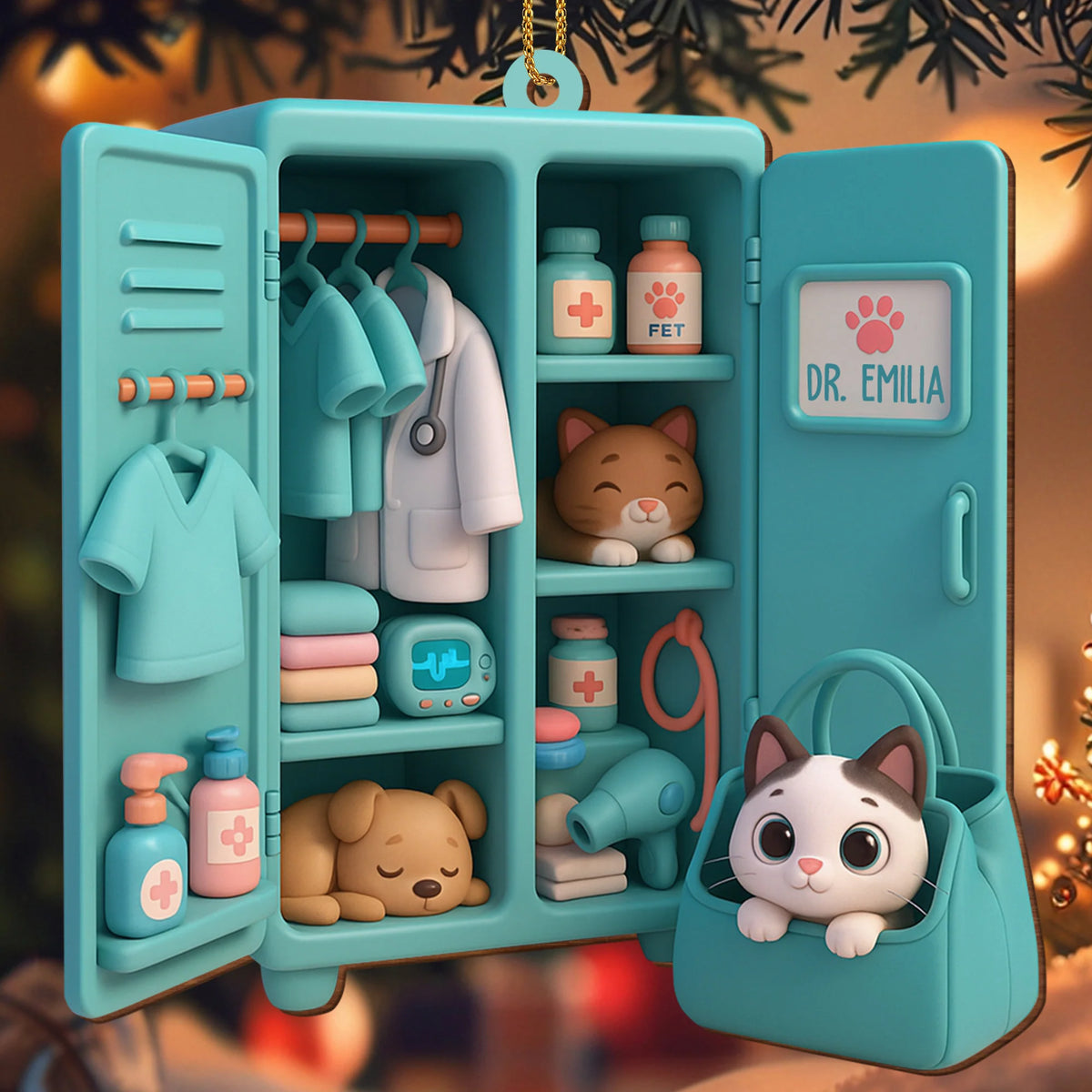 Create Your Personalized Veterinarian Ornament With Pets And Medical Instruments