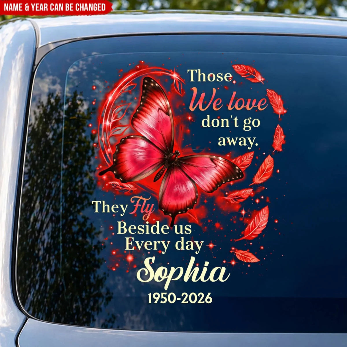 Personalized butterfly memorial decal with custom name and date for loss of loved one image 7