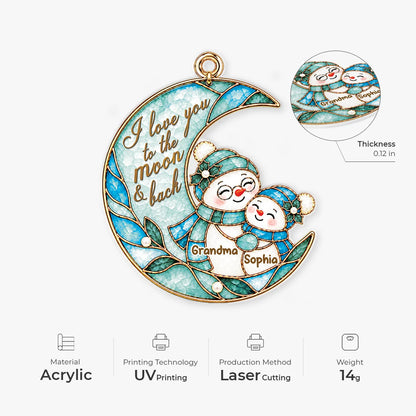 I Love You To The Moon And Back - Personalized Acrylic Ornament for Grandma Moon Snowman