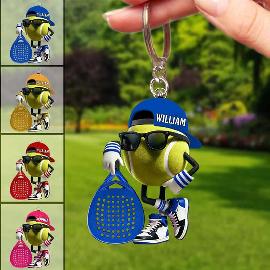 Personalized Tennis Mascot Keychain - Custom Acrylic Bag Tag Gift for Tennis Lovers