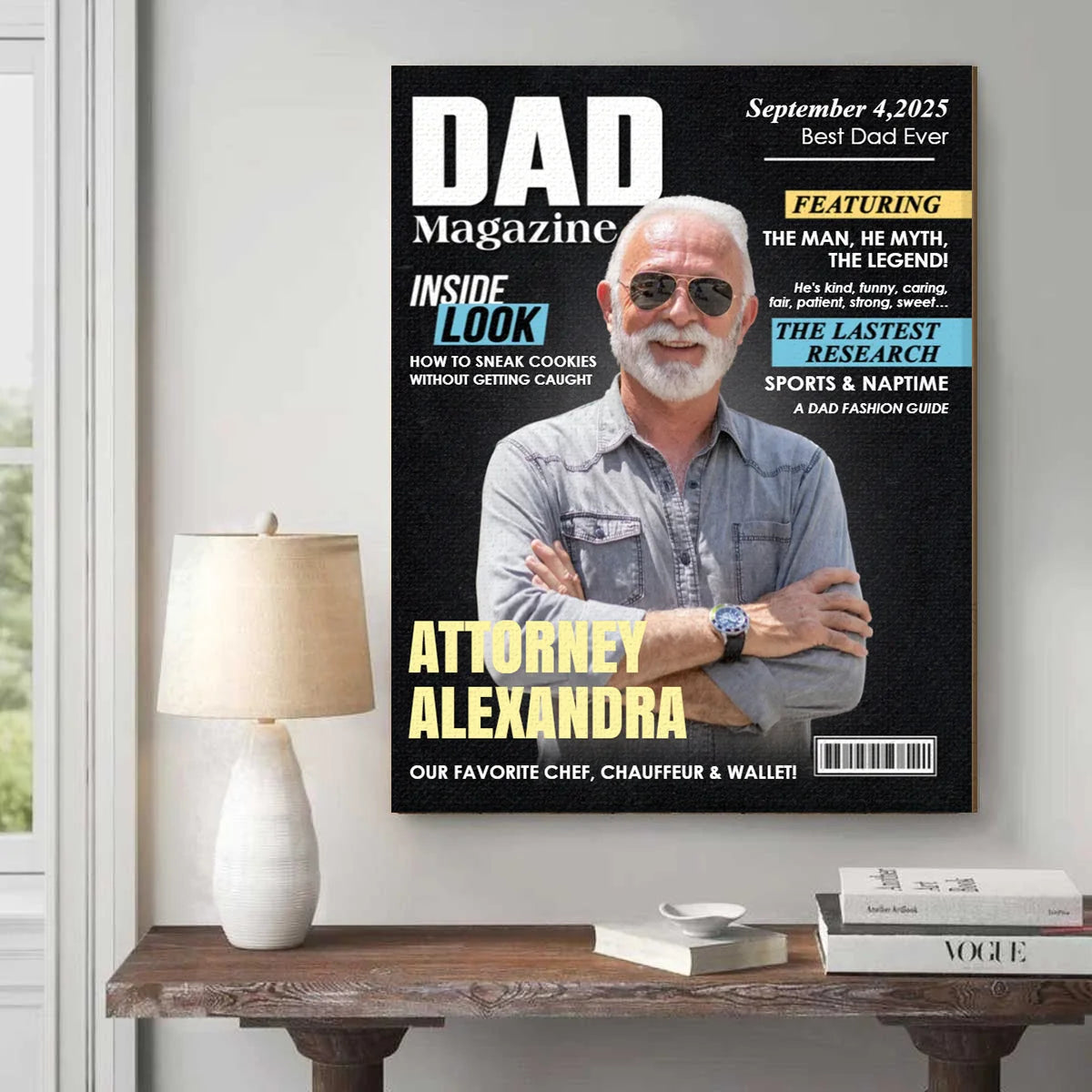 Dad Magazine Cover Personalized Canvas / Poster - Custom Photo Wall Art Gift for Dad