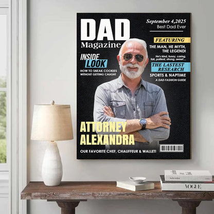 Dad Magazine Cover Personalized Canvas / Poster - Custom Photo Wall Art Gift for Dad