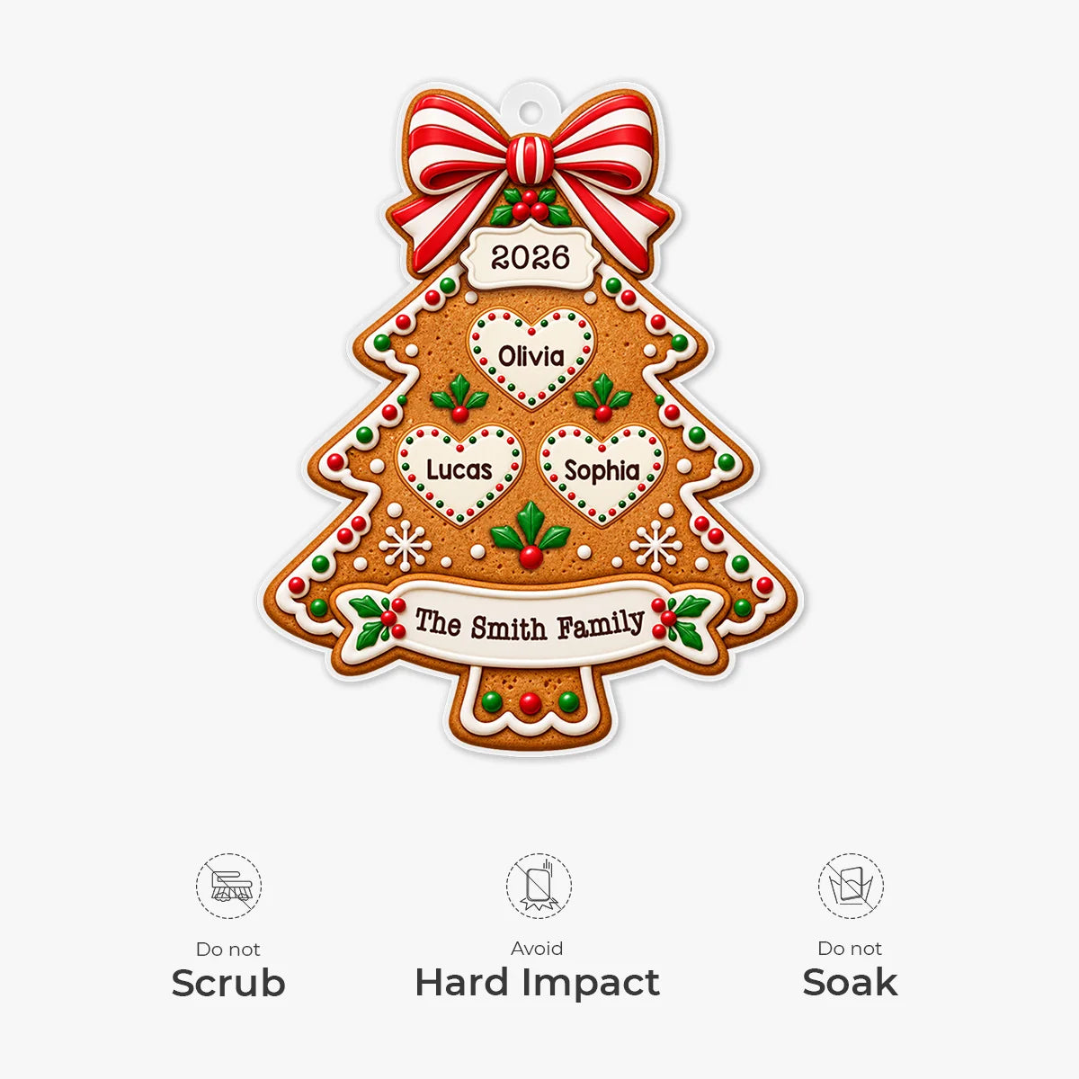 Personalized Christmas Family Acrylic Ornament - Custom Gingerbread Tree Keepsake