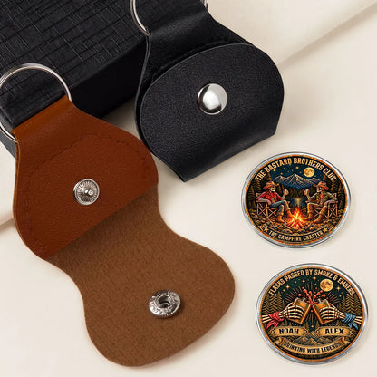 "Campfire Brotherhood Drinking With Legends" Personalized Pocket Hug - Camping Keepsake for Best Friends
