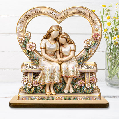 Personalized Mother Daughter Wood Plaque personalization view for Mom