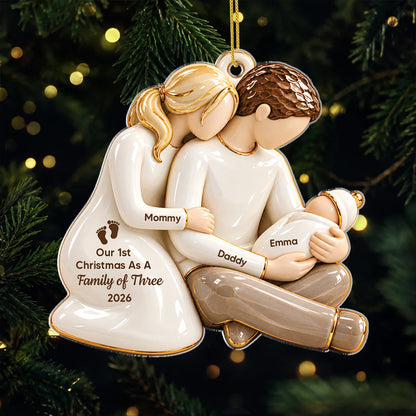 Our 1st Christmas as a Family of Three - Personalized Acrylic Ornament for New Parents