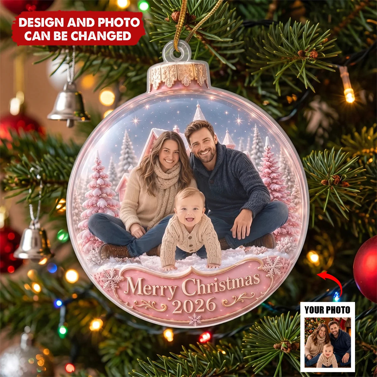 Personalized Baby First Christmas Ornament personalization view for New Mom / Expecting Mom