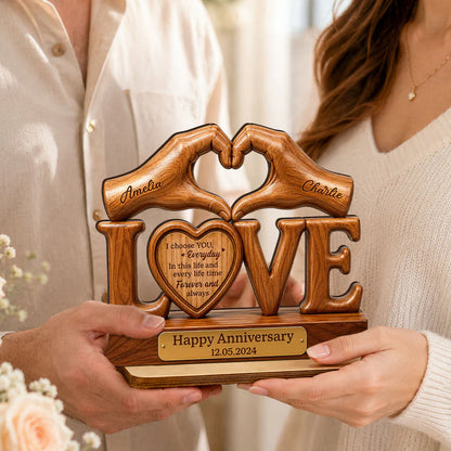 Plaque material and size view - Personalized Couple Wooden Plaque