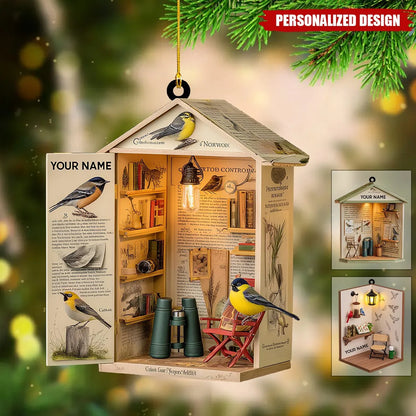 Personalized Birdwatcher Christmas Ornament - Custom Nature Bird Shed Keepsake Gift