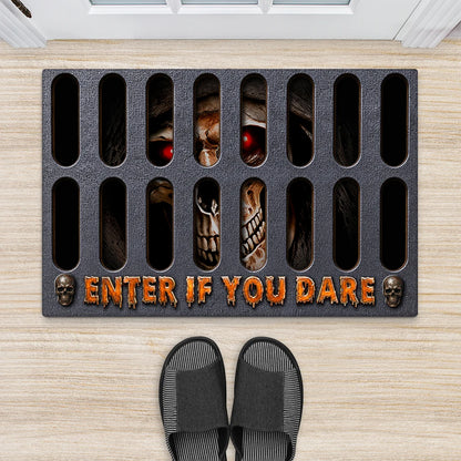 "Enter If You Dare" Personalized Halloween Doormat - Custom Spooky Porch Decor for Family