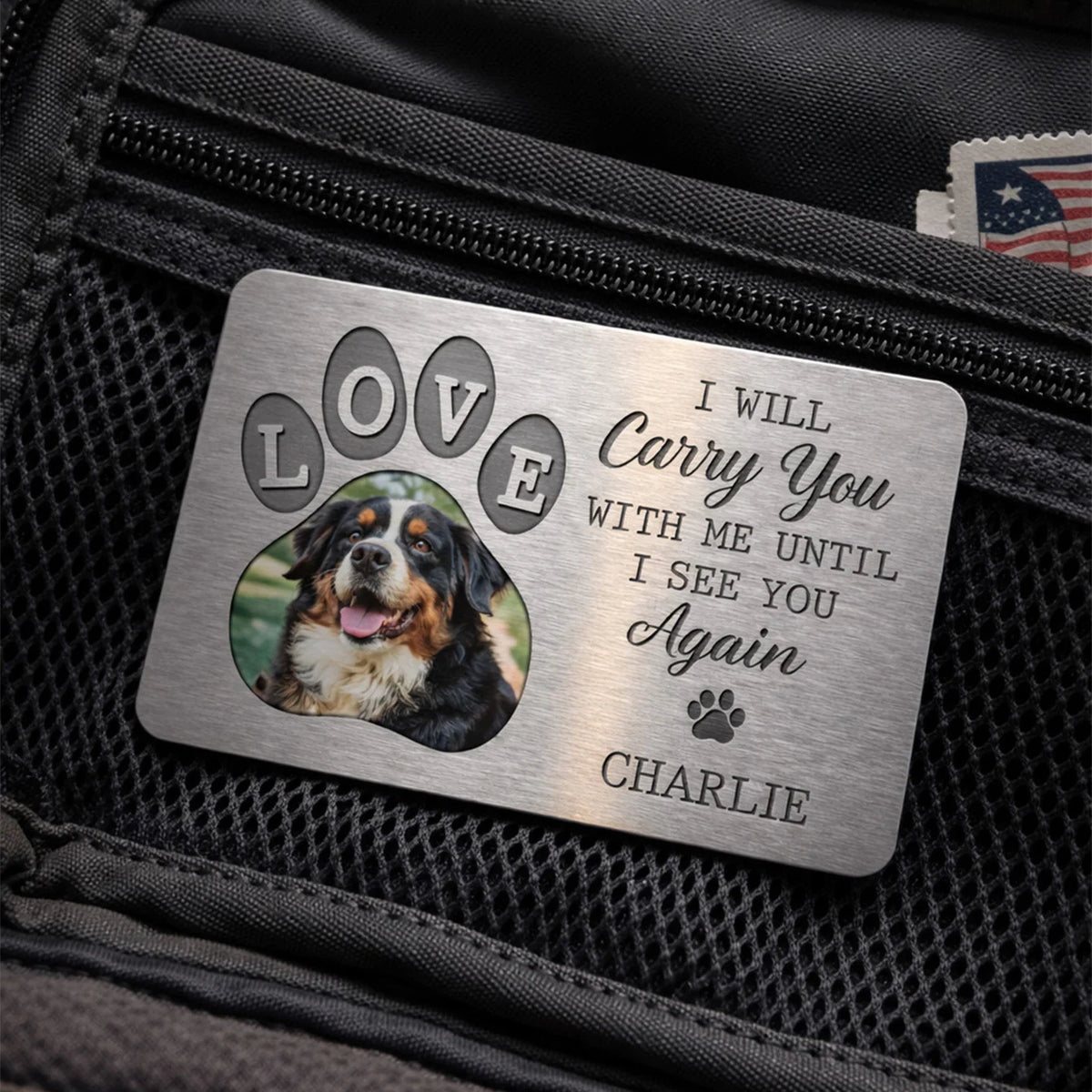 "I Will Carry You With Me" Personalized Pet Memorial Wallet Card - Custom Gift for Dog Lovers