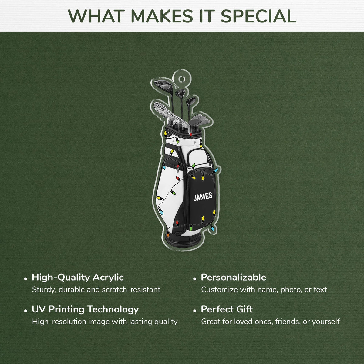 Golf Bag Personalized Acrylic Ornament - Custom Christmas Gift for Golf Lovers