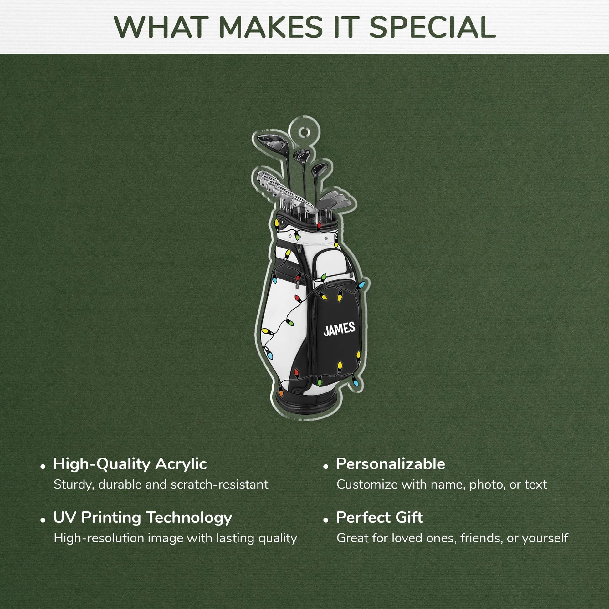 Golf Bag Personalized Acrylic Ornament - Custom Christmas Gift for Golf Lovers