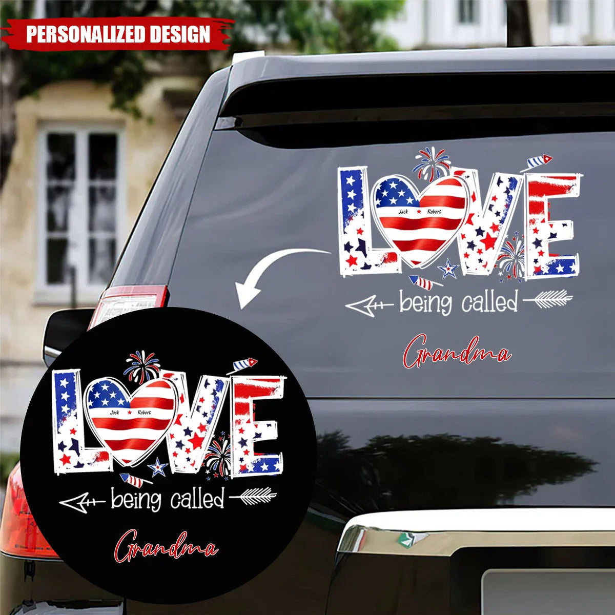 Personalized Grandma 4Th Of July Sticker for Grandma with personalized design details for meaningful gifting