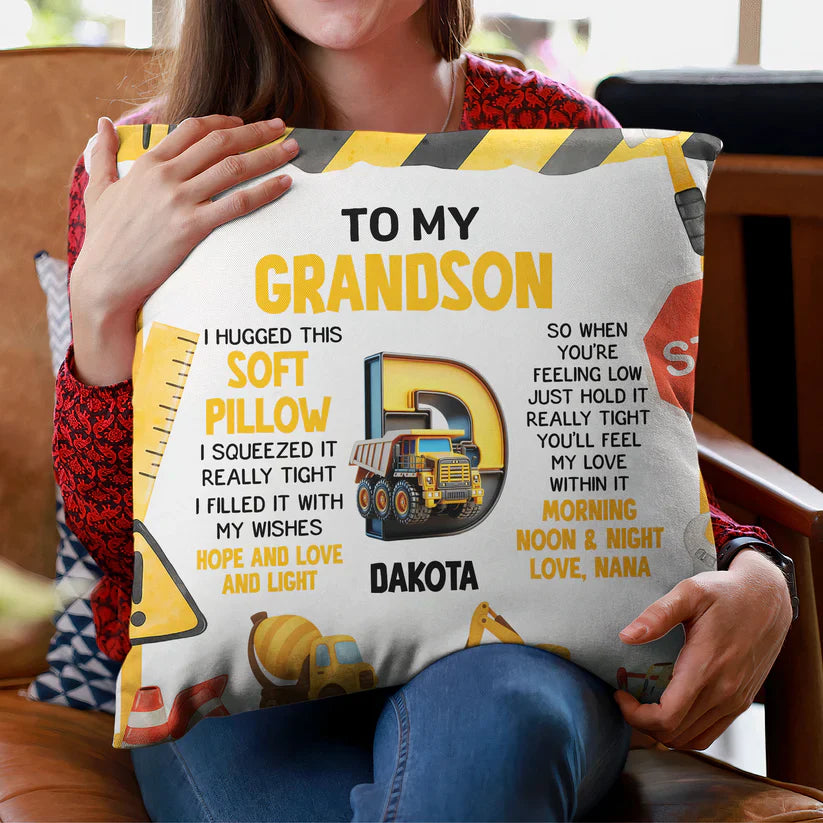 Personalized Grandson Hug Pillow personalization view for Son/Grandson