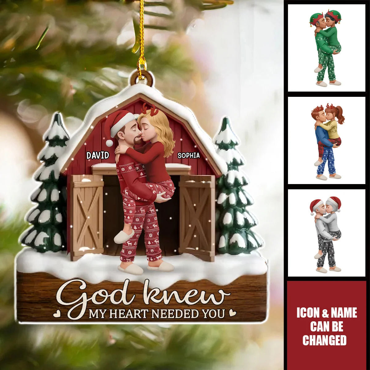 God Knew My Heart Needed You Personalized Acrylic Ornament - Custom Couple Christmas Gift for Husband and Wife