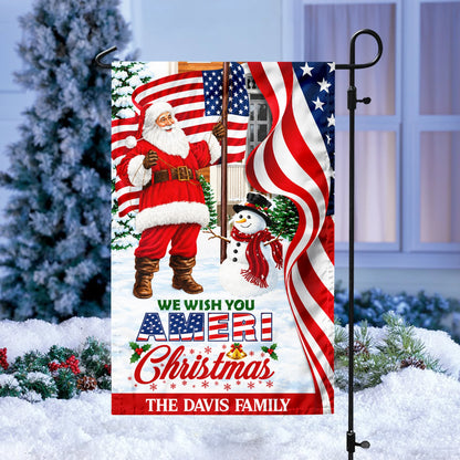 We Wish You Ameri Christmas Personalized Garden Flag - Custom Outdoor Decor for Family