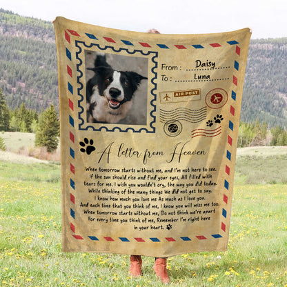 A Letter From Heaven Personalized Pet Memorial Blanket - Sympathy Gift for Dog Lovers