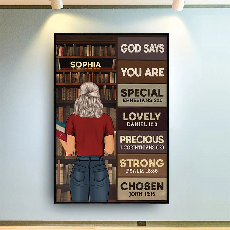 God Says You Are Personalized Canvas / Poster - Custom Wall Art Gift for Book Lovers