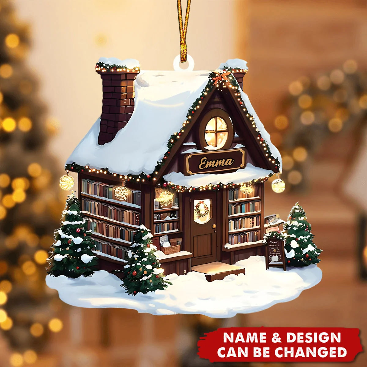 Personalized Book Store Wooden Ornament - Custom Bookworm & Librarian Christmas Keepsake Gift