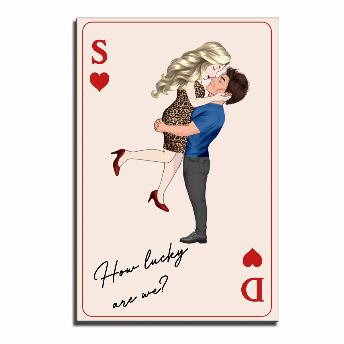 "How Lucky Are We" Playing Card Custom Couple Canvas / Poster - Personalized Anniversary Gift