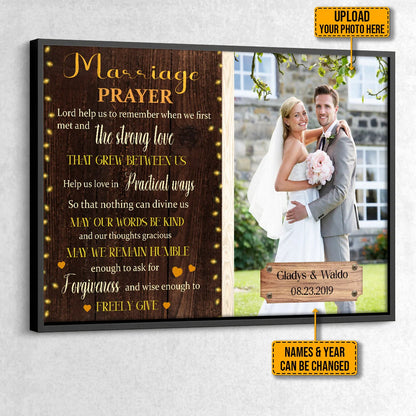 Marriage Prayer Custom Photo Canvas / Poster - Personalized Wedding Anniversary Gift