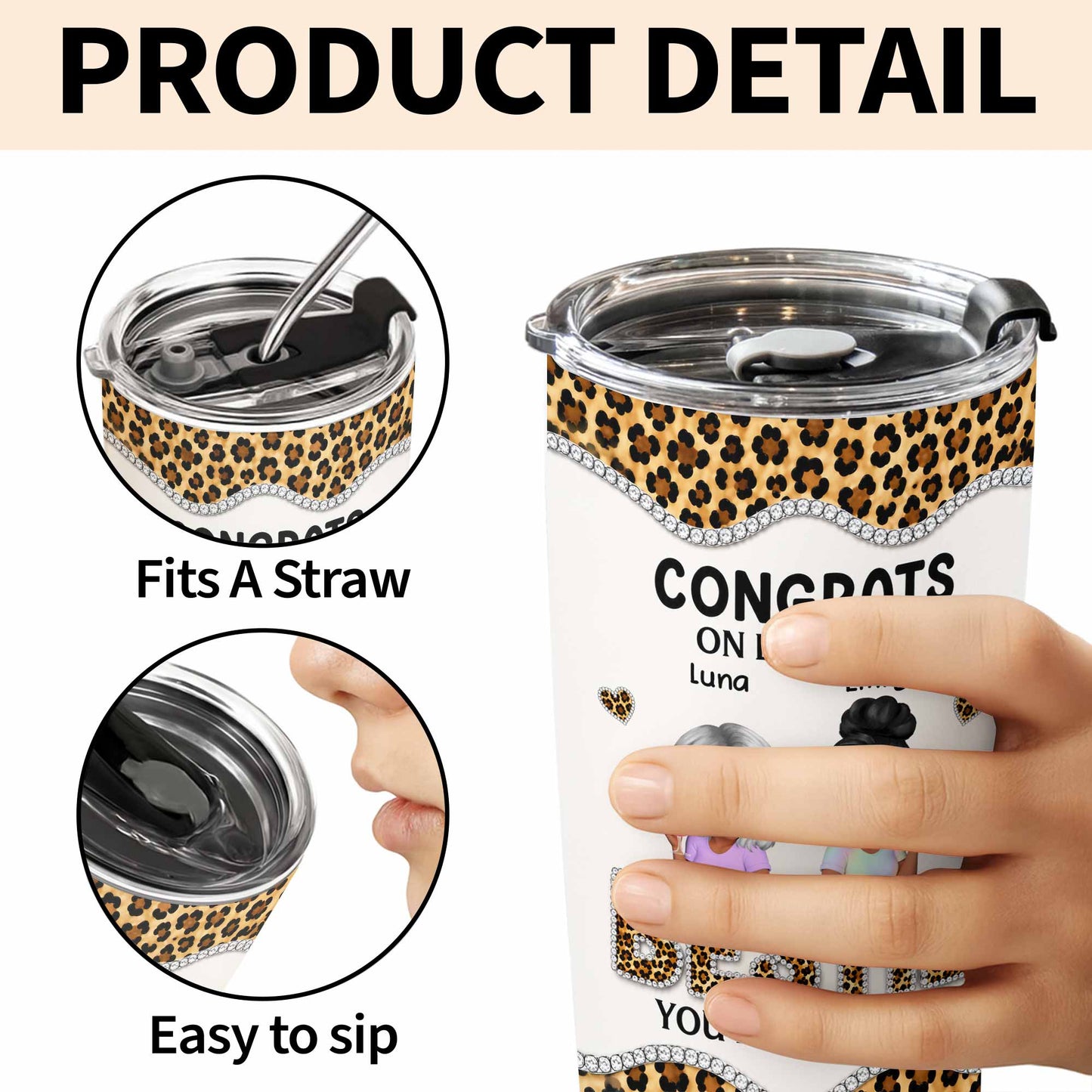 Personalized bestie tumbler with leopard print and funny quote for best friends image 7