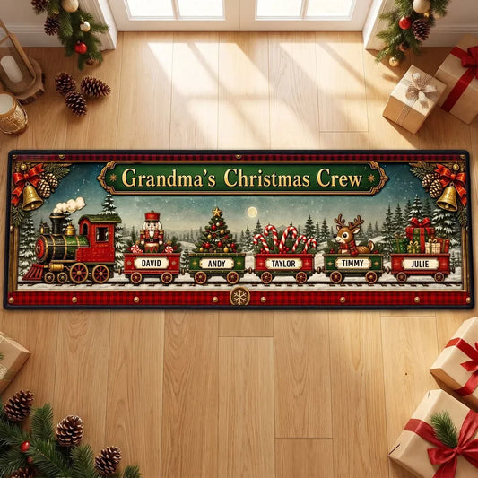 Christmas Crew Personalized Runner Rug - Custom Holiday Decor for Family