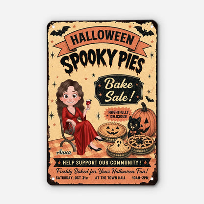 Halloween Spooky Pies Bake Sale Personalized Metal Sign - Custom Witch Vintage Kitchen Decor Gift
