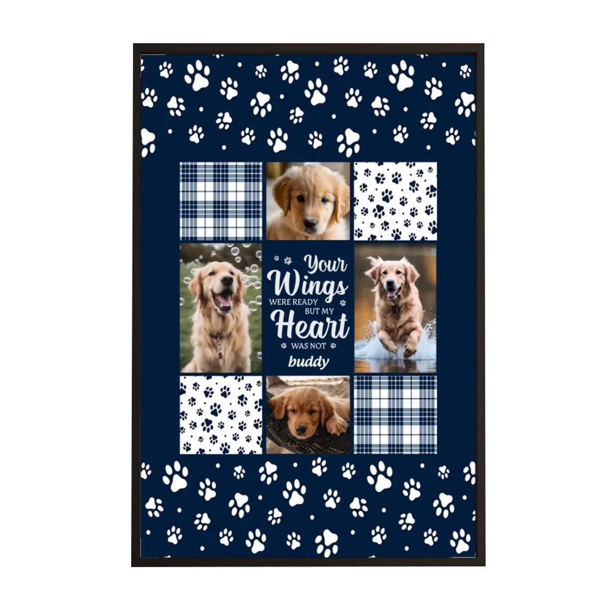 Your Wings Were Ready Personalized Dog Memorial Canvas / Poster - Custom Pet Photo Wall Art