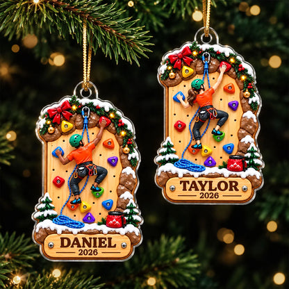 Personalized Rock Climbing Ornament - Custom Name Acrylic Keepsake for Kids & Climbers