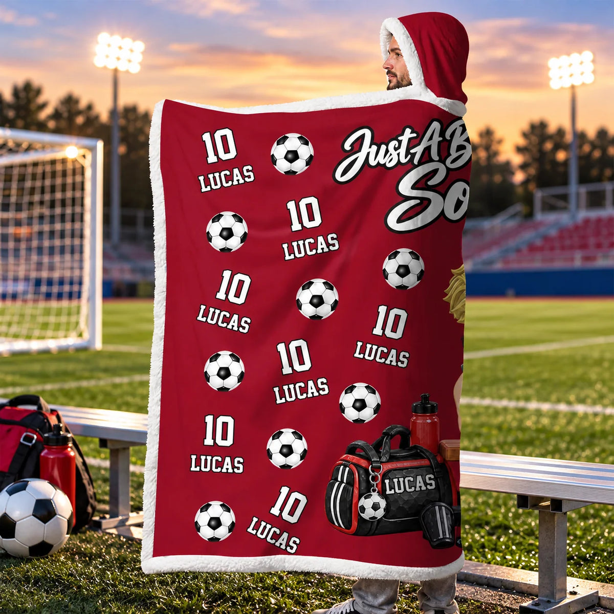 Just A Boy Who Loves Soccer, Personalized Soccer Wearable Blanket Hoodie For Soccer Lovers, Soccer Players MI209 VH01 DN10