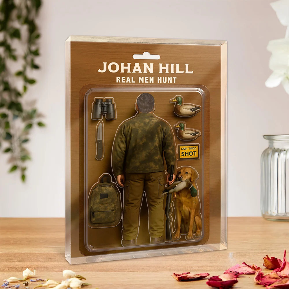 "Hunting Is My Therapy" Personalized Hunting Acrylic Block Plaque - Custom Gift for Dad