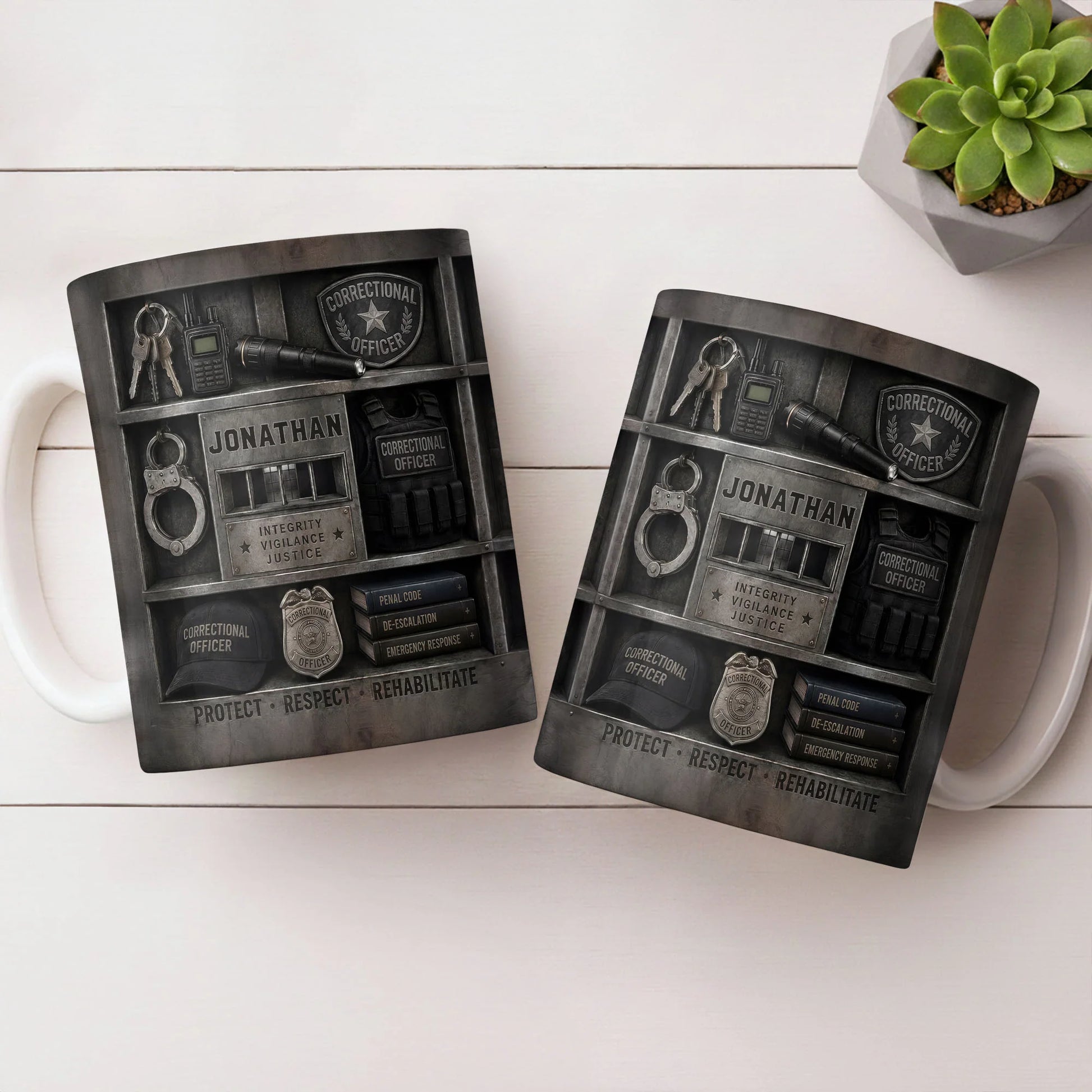 Personalized correctional officer mug featuring custom name and 3D badge design gear graphic image 7