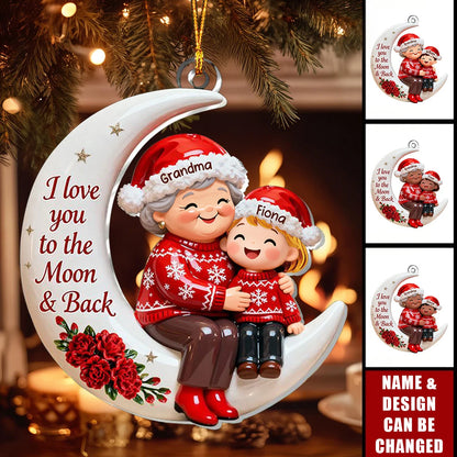 I Love You To The Moon & Back - Personalized Grandma Acrylic Ornament Christmas Gift