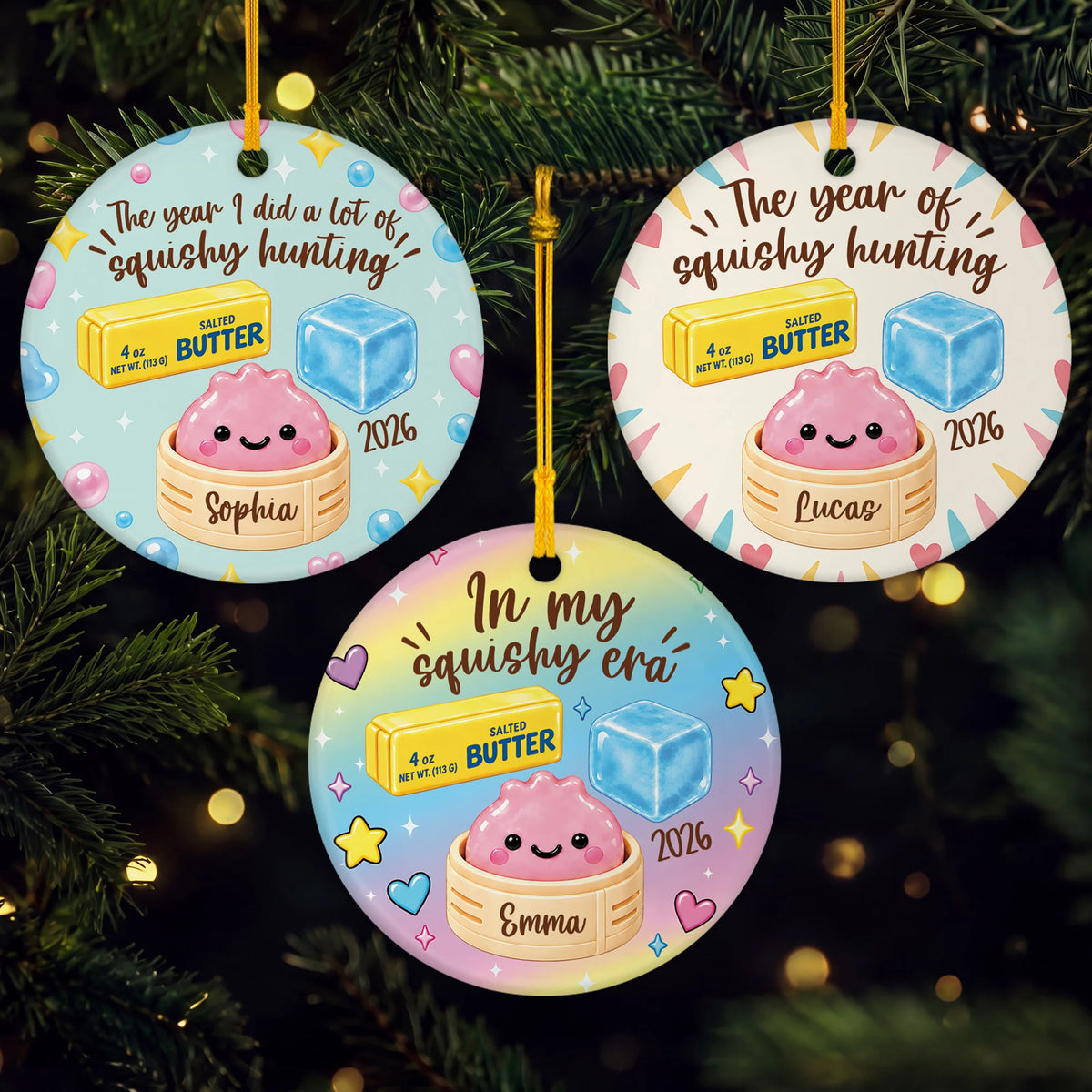 The Year of Squishy Hunting - Personalized Ceramic Ornament for Girls Christmas Keepsake