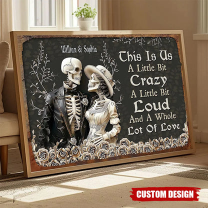 Canvas / Poster material and size view - Custom Skull Couple Canvas Art