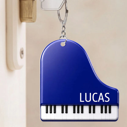 Personalized Piano Acrylic Keychain - Custom Name Gift for Piano Lovers