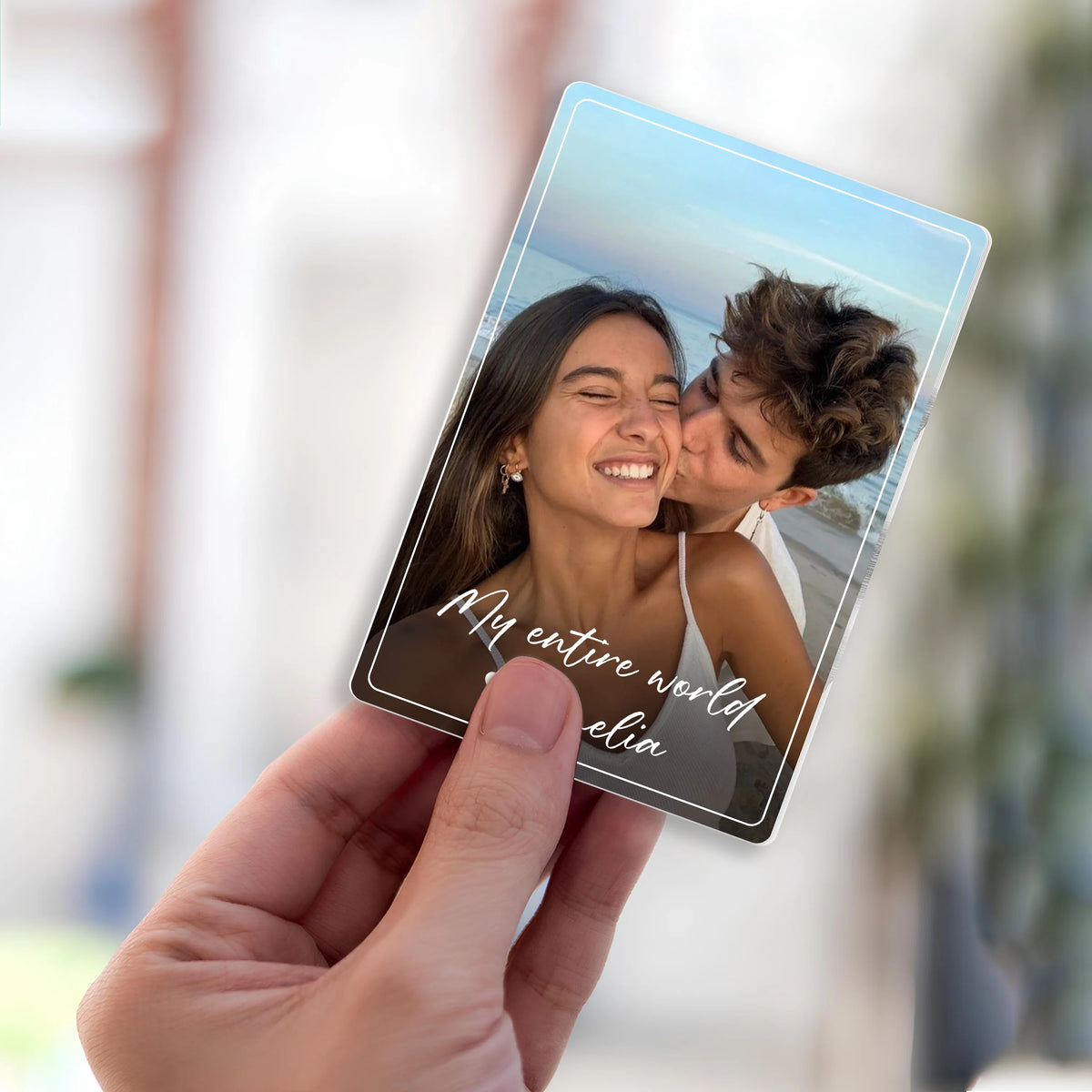 My Entire World Personalized Photo Car Visor Clip - Custom Photo Acrylic Car Decor Gift for Boyfriend Girlfriend Couple
