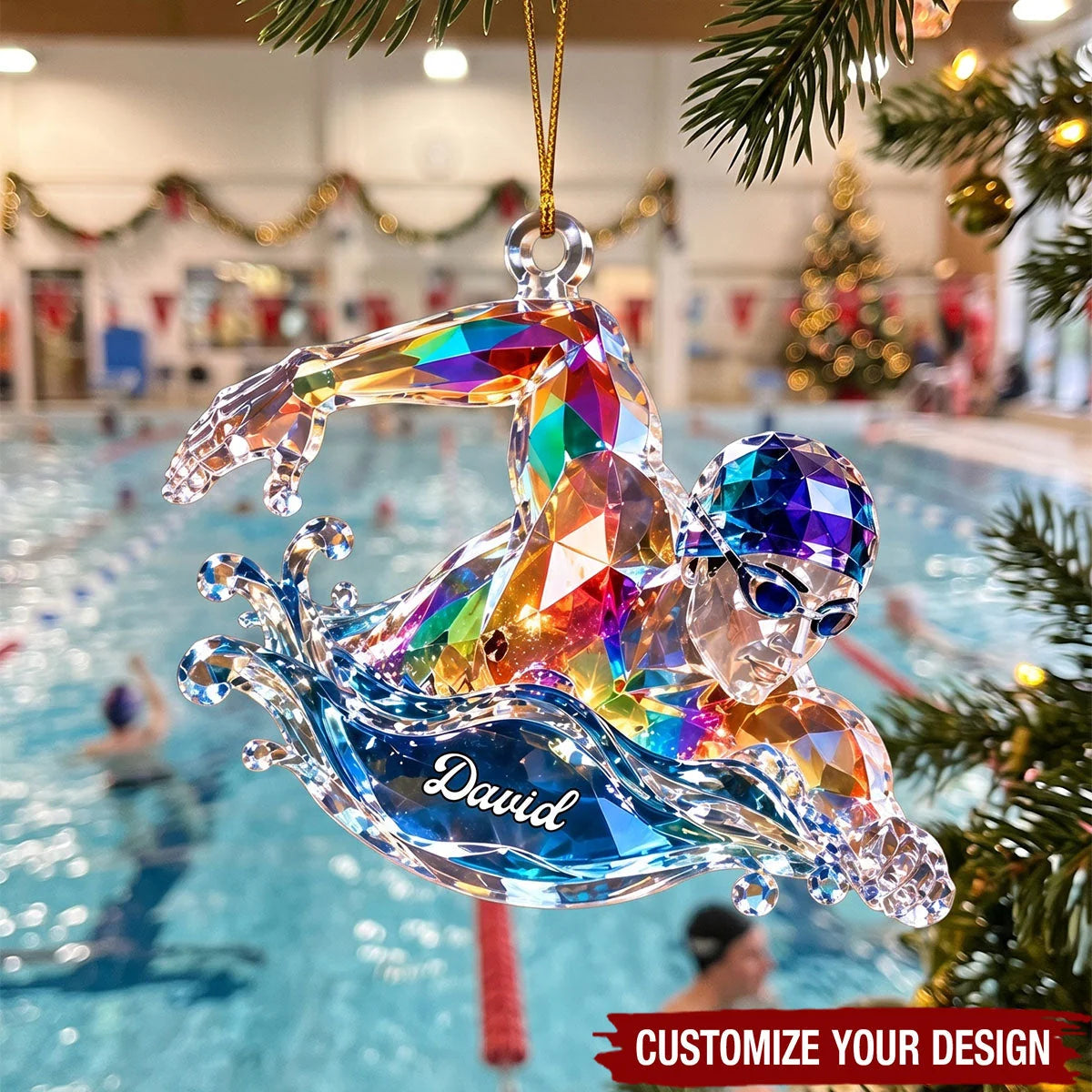 Personalized Swimmer Christmas Ornament - Custom Acrylic Swim Team Keepsake Gift