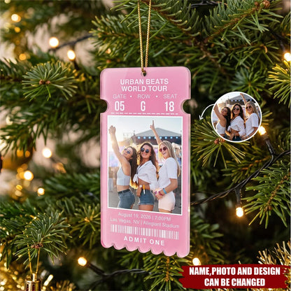Admit One Custom Photo Concert Ticket Acrylic Ornament - Keepsake for Music Lovers