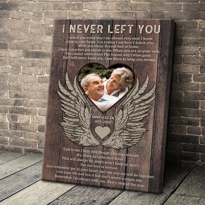 I Never Left You Personalized Memorial Canvas / Poster - Custom Photo Sympathy Keepsake for Loved One