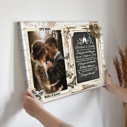 I Love You Most Personalized Couple Canvas / Poster Wall Art - Custom Photo Wedding Anniversary Gift for Wife Husband